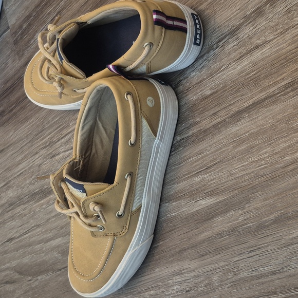 Sperry Tan Boat Shoes Nautical Size 6.5 Womens Or Size 5 Mens - Picture 2 of 4